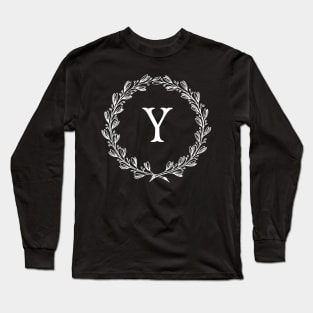 Beautiful Letter Y Alphabet Initial Monogram Wreath Long Sleeve T-Shirt